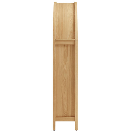 Calista 63 Inch Arched Storage Cabinet With Folding Desk in Oak