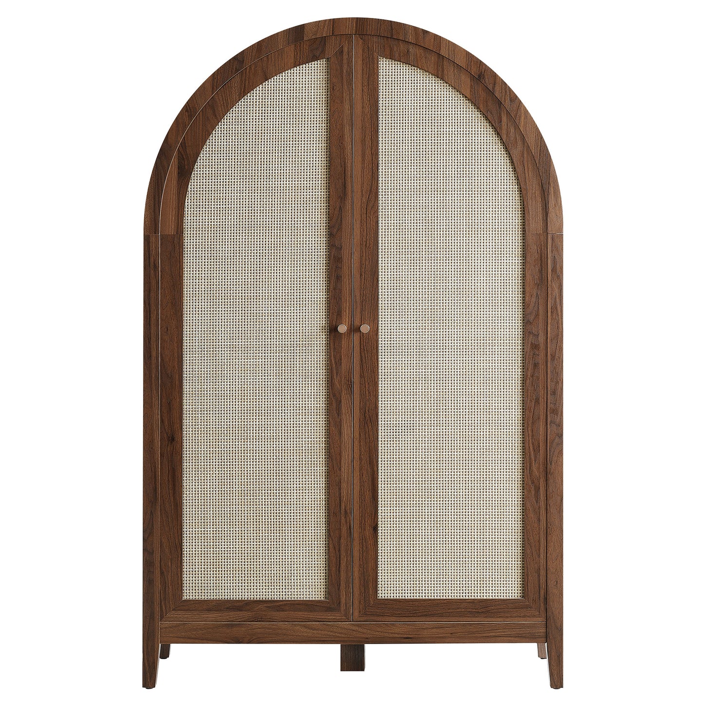 Etesian 63 Inch Arched Storage Cabinet With Folding Desk in Walnut
