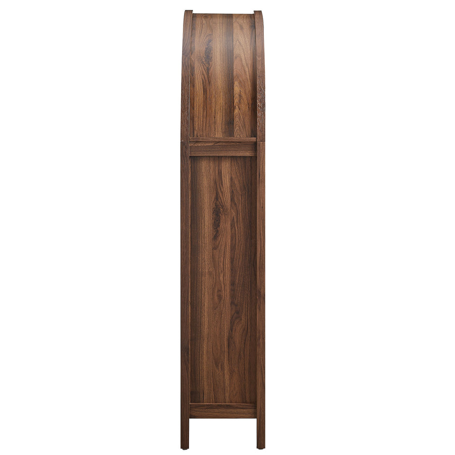 Etesian 63 Inch Arched Storage Cabinet With Folding Desk in Walnut