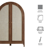 Etesian 63 Inch Arched Storage Cabinet With Folding Desk in Walnut