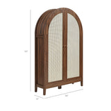 Etesian 63 Inch Arched Storage Cabinet With Folding Desk in Walnut