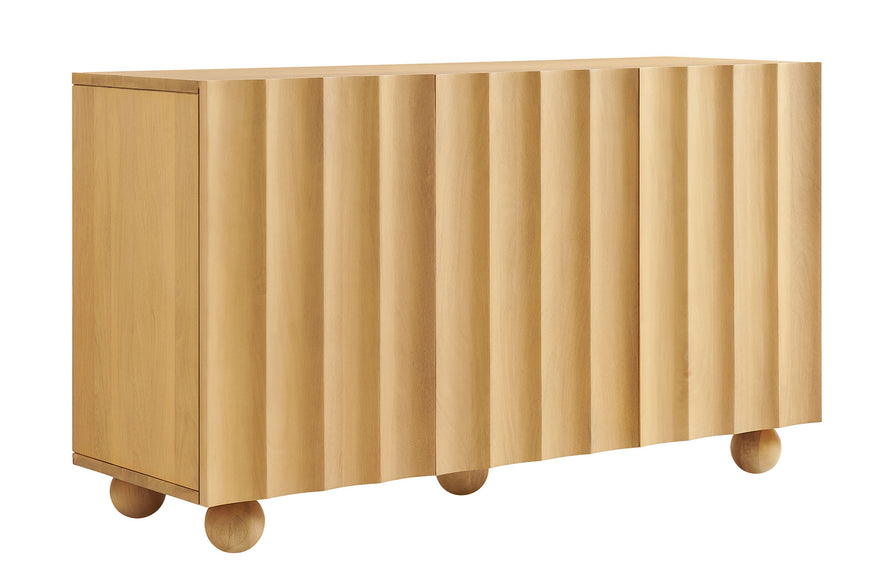 Henna 54 Inch Scalloped Wood 3-Door Sideboard in Natural