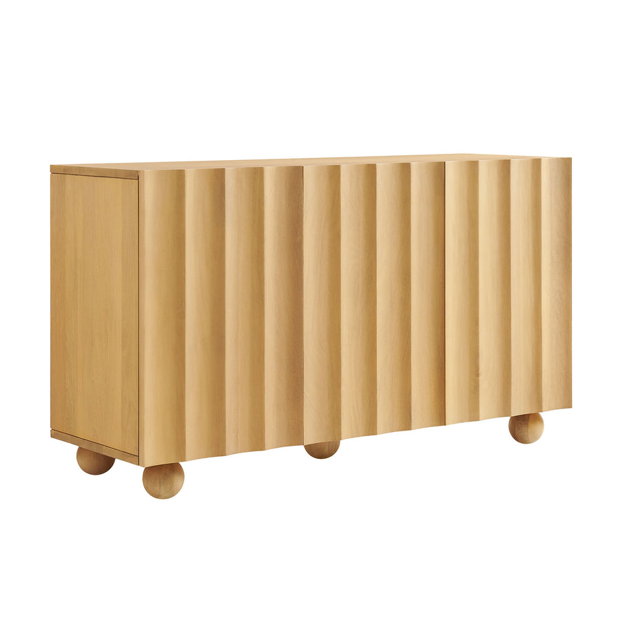 Henna 54 Inch Scalloped Wood 3-Door Sideboard in Natural
