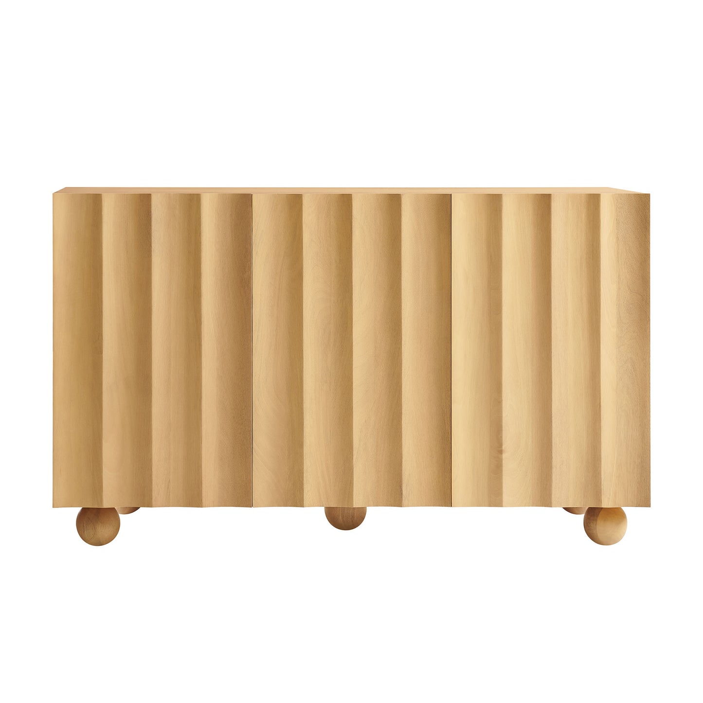 Henna 54 Inch Scalloped Wood 3-Door Sideboard in Natural