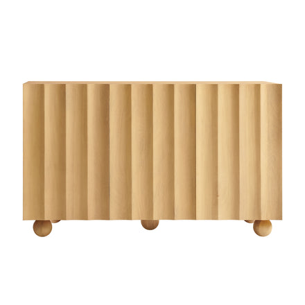 Sorren 54 Inch Scalloped Wood 3-Door Sideboard in Natural