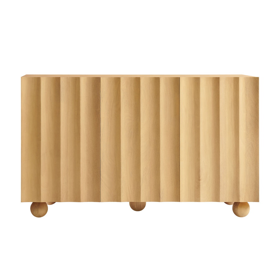 Henna 54 Inch Scalloped Wood 3-Door Sideboard in Natural