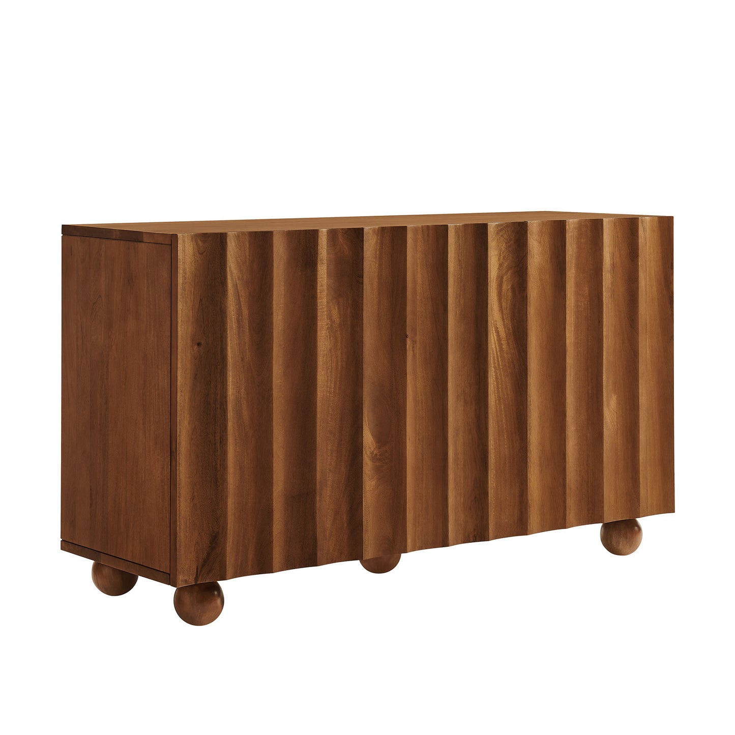 Henna 54 Inch Scalloped Wood 3-Door Sideboard in Walnut