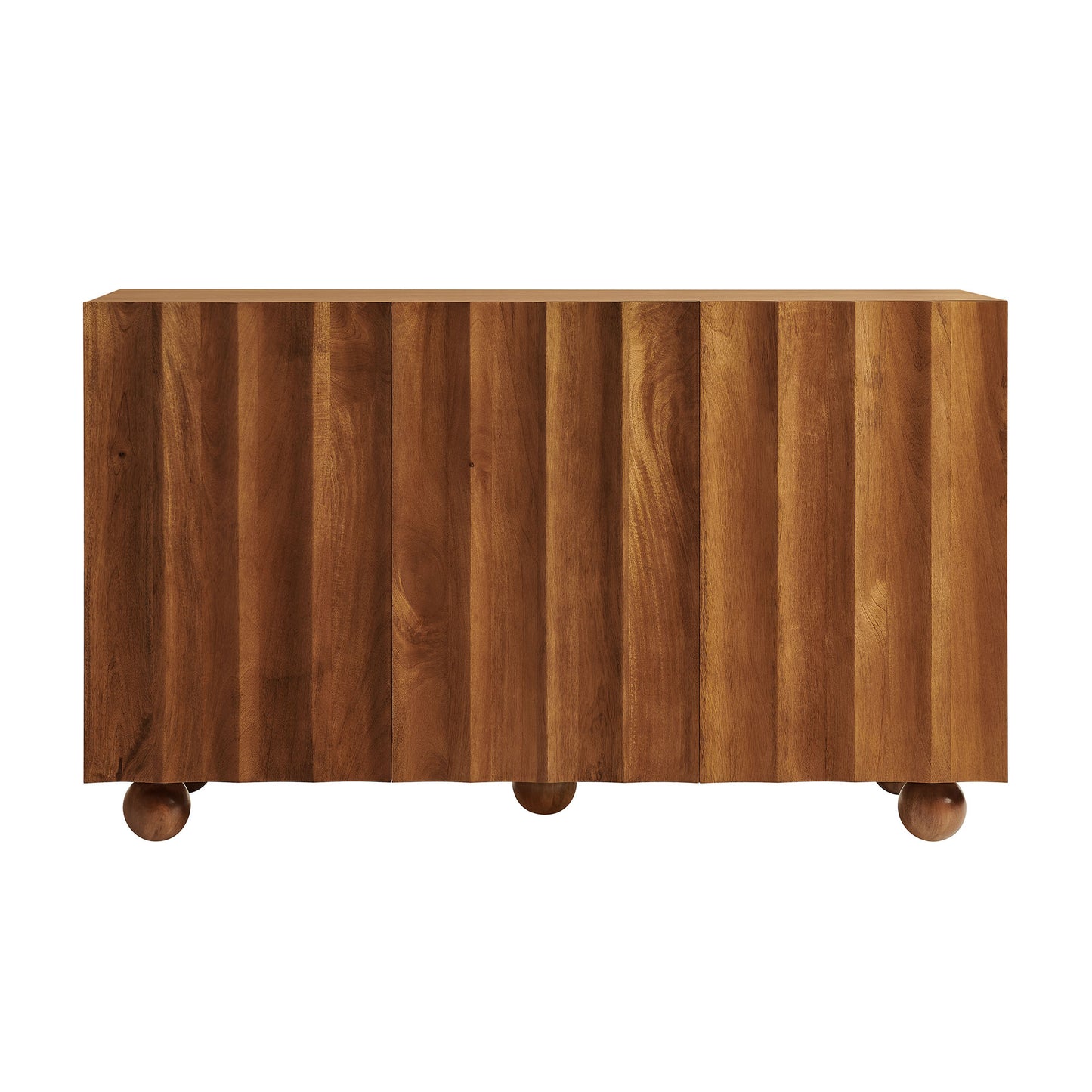 Henna 54 Inch Scalloped Wood 3-Door Sideboard in Walnut
