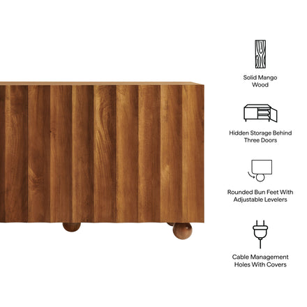 Sorren 54 Inch Scalloped Wood 3-Door Sideboard in Walnut
