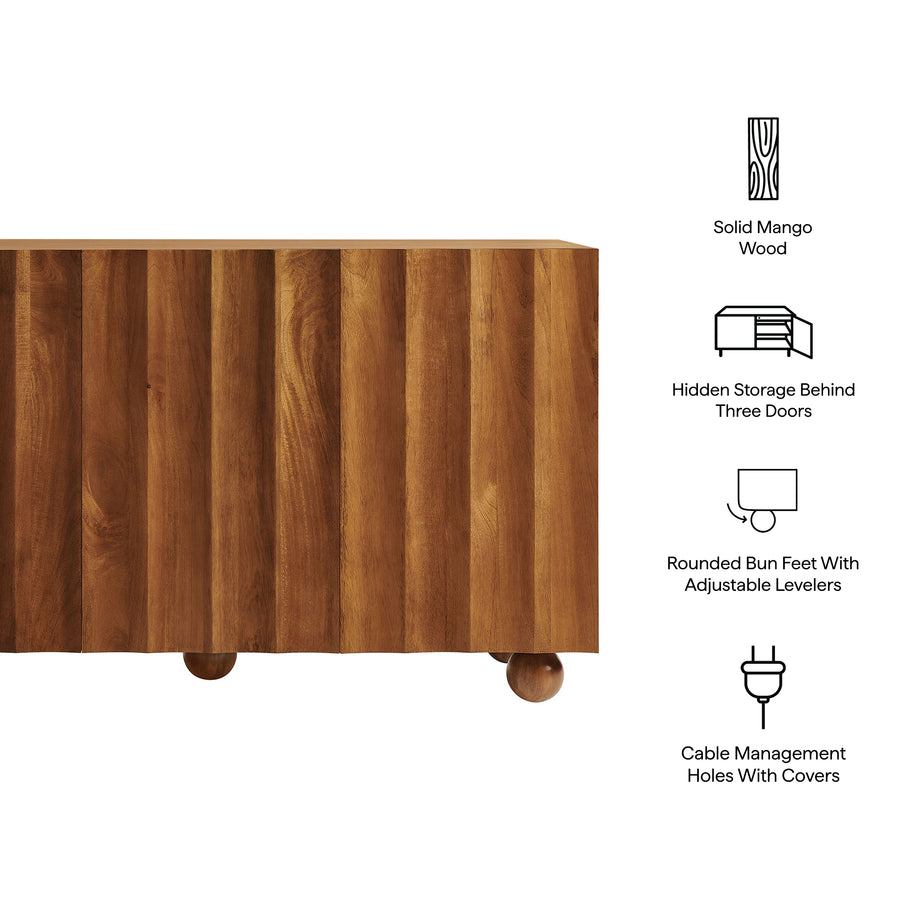 Henna 54 Inch Scalloped Wood 3-Door Sideboard in Walnut