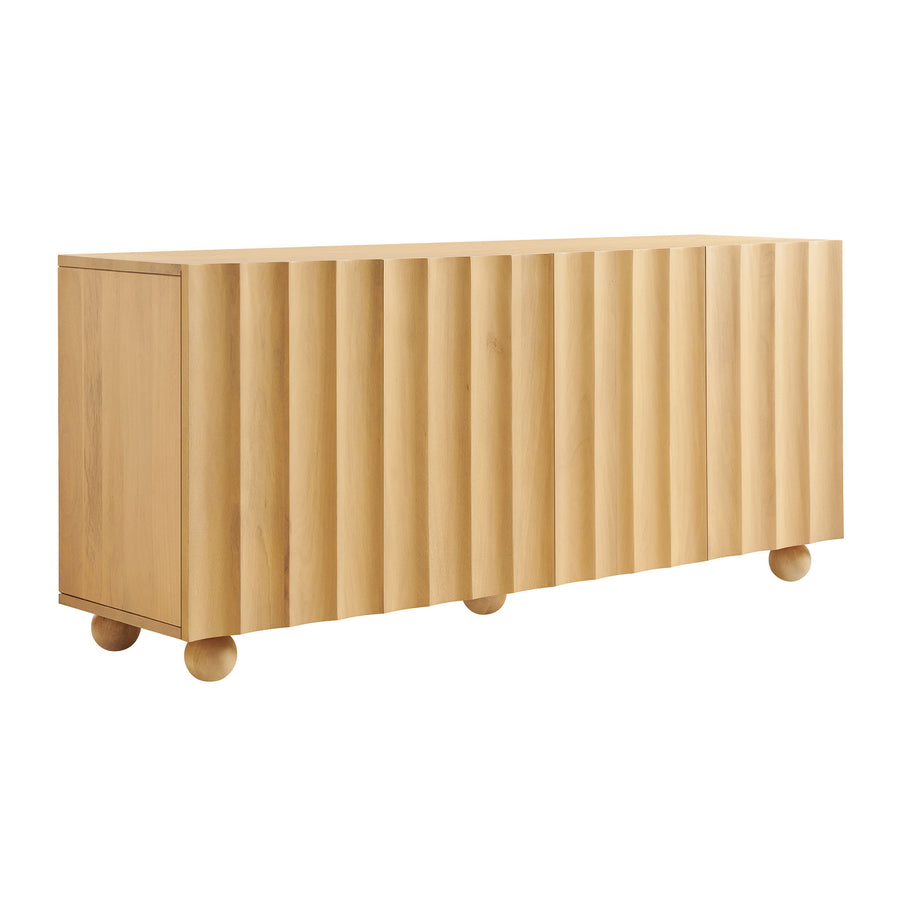 Henna 72 Inch Scalloped Wood 4-Door Sideboard in Natural