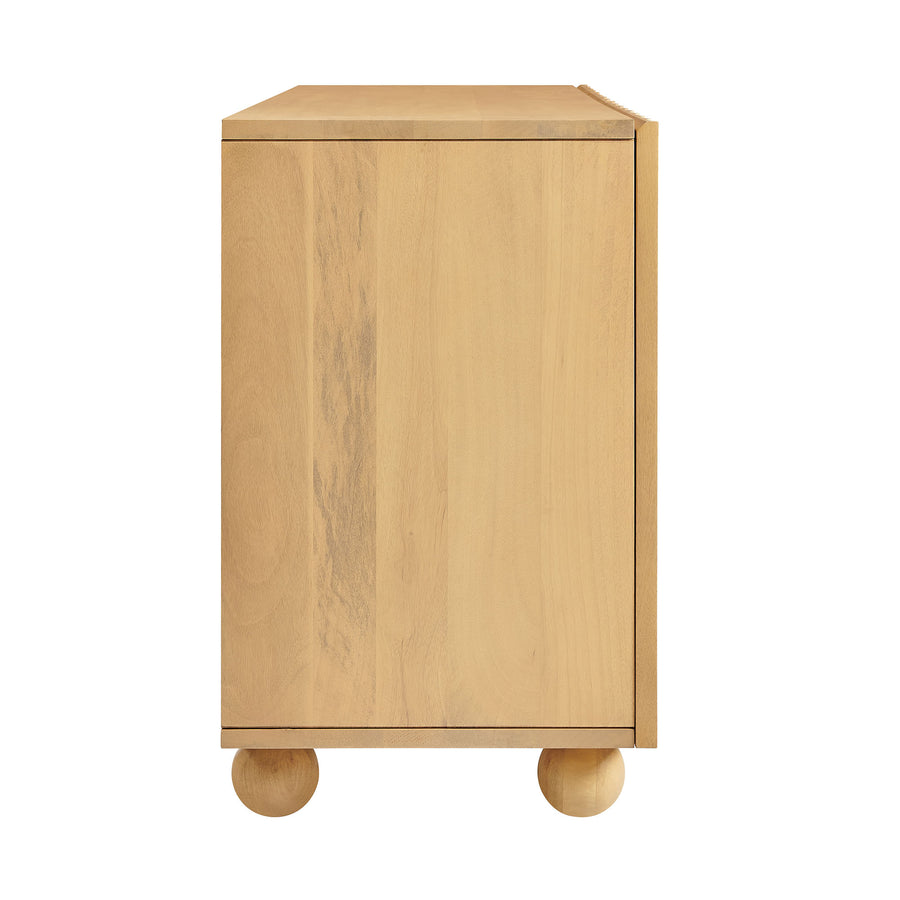 Henna 72 Inch Scalloped Wood 4-Door Sideboard in Natural