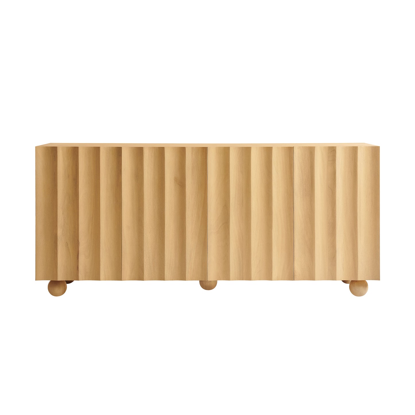 Henna 72 Inch Scalloped Wood 4-Door Sideboard in Natural