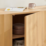 Henna 72 Inch Scalloped Wood 4-Door Sideboard in Natural