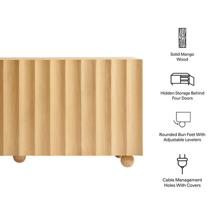 Sorren 72 Inch Scalloped Wood 4-Door Sideboard in Natural