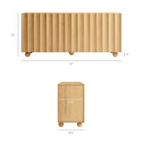 Henna 72 Inch Scalloped Wood 4-Door Sideboard in Natural