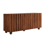 Henna 72 Inch Scalloped Wood 4-Door Sideboard in Walnut