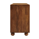 Henna 72 Inch Scalloped Wood 4-Door Sideboard in Walnut