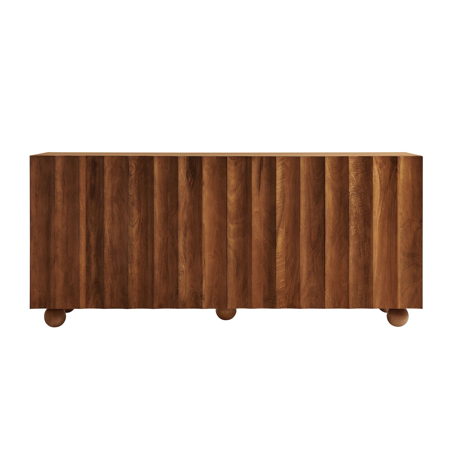 Henna 72 Inch Scalloped Wood 4-Door Sideboard in Walnut