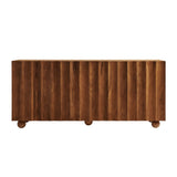 Henna 72 Inch Scalloped Wood 4-Door Sideboard in Walnut