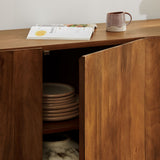Henna 72 Inch Scalloped Wood 4-Door Sideboard in Walnut