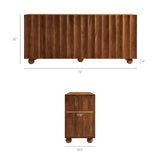 Henna 72 Inch Scalloped Wood 4-Door Sideboard in Walnut