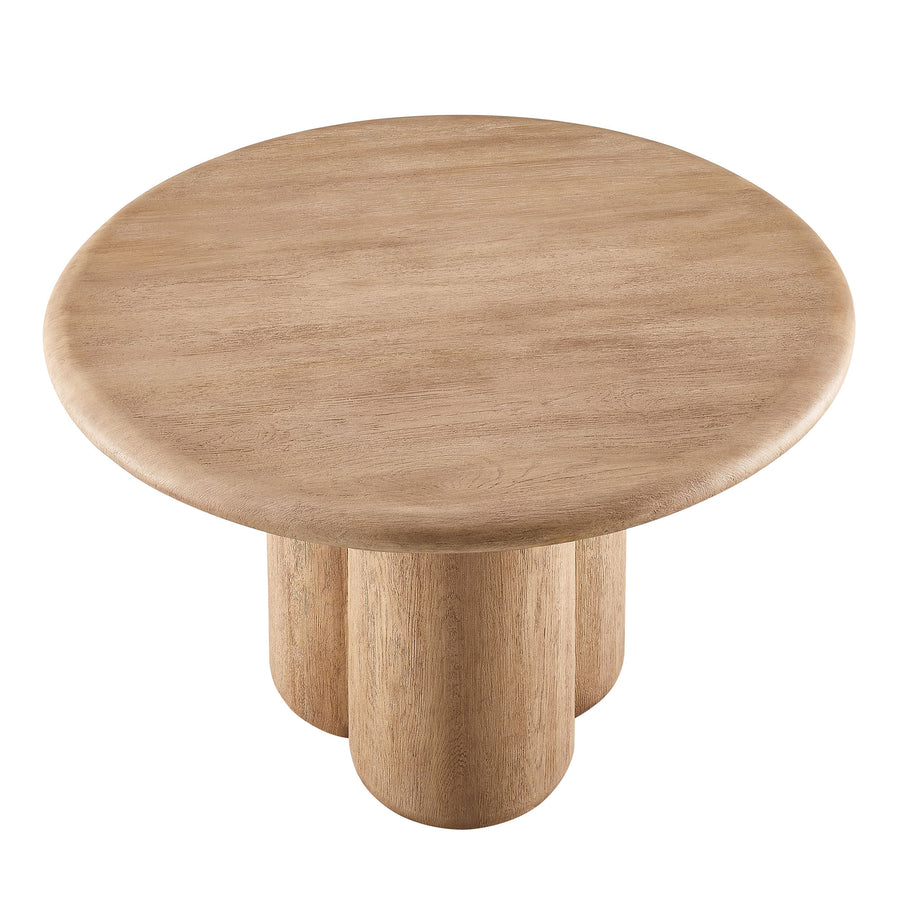 Godello 48 Inch Round Indoor and Outdoor Patio Dining Table in Oak