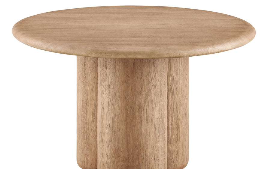 Godello 48 Inch Round Indoor and Outdoor Patio Dining Table in Oak