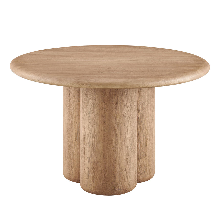 Godello 48 Inch Round Indoor and Outdoor Patio Dining Table in Oak