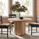 Godello 48 Inch Round Indoor and Outdoor Patio Dining Table in Oak