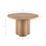 Godello 48 Inch Round Indoor and Outdoor Patio Dining Table in Oak