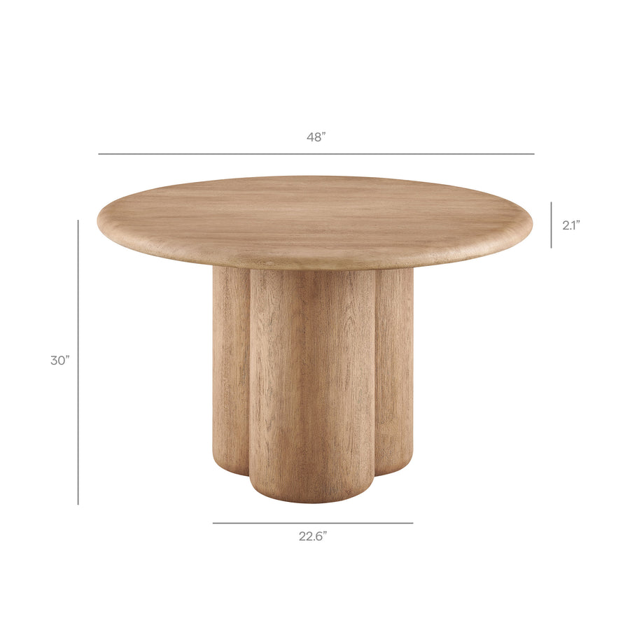 Godello 48 Inch Round Indoor and Outdoor Patio Dining Table in Oak