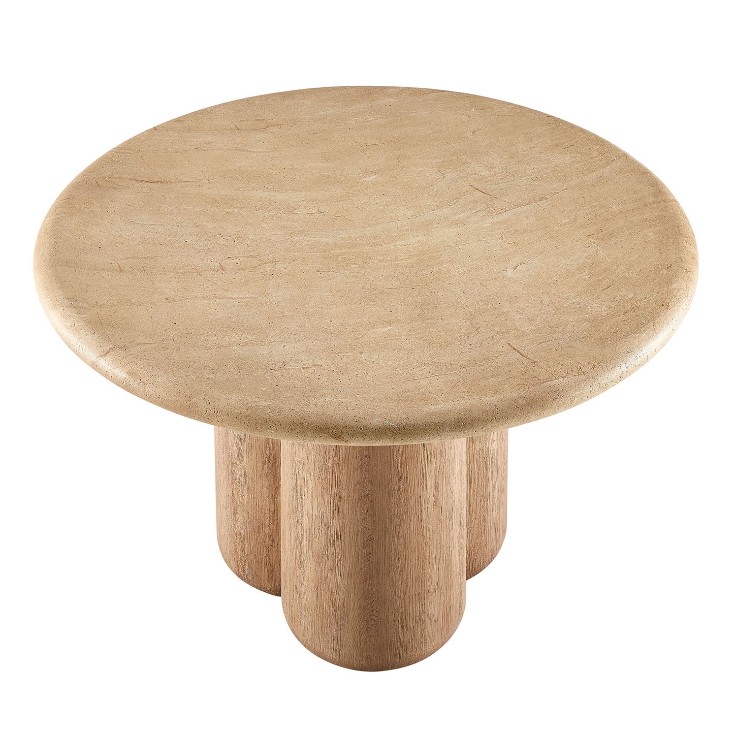 Godello 48 Inch Round Indoor and Outdoor Patio Dining Table in Travertine