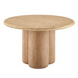 Godello 48 Inch Round Indoor and Outdoor Patio Dining Table in Travertine