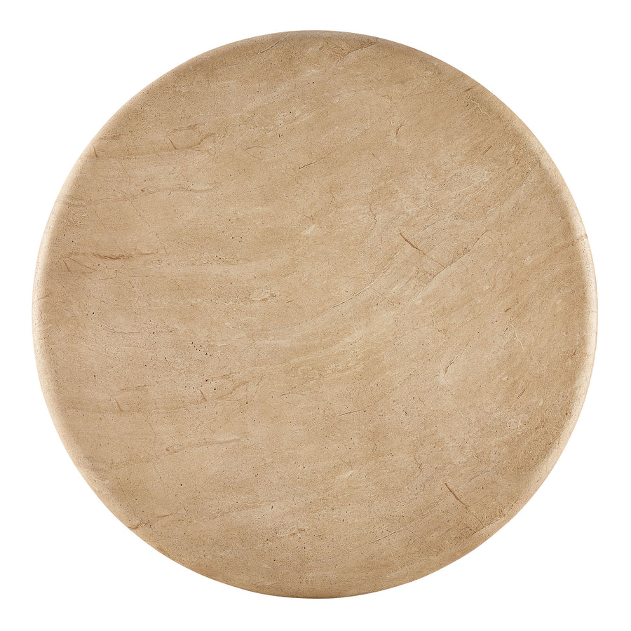 Godello 48 Inch Round Indoor and Outdoor Patio Dining Table in Travertine