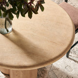 Godello 48 Inch Round Indoor and Outdoor Patio Dining Table in Travertine