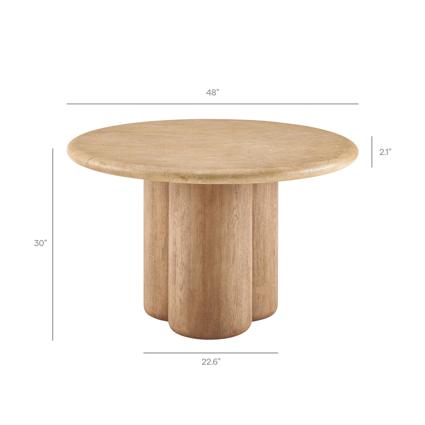 Godello 48 Inch Round Indoor and Outdoor Patio Dining Table in Travertine