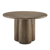 Godello 48 Inch Round Indoor and Outdoor Patio Dining Table in Weathered Walnut