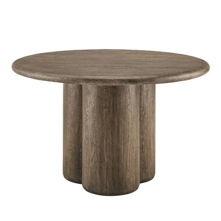 Tori 48 Inch Round Indoor and Outdoor Patio Dining Table in Weathered Walnut