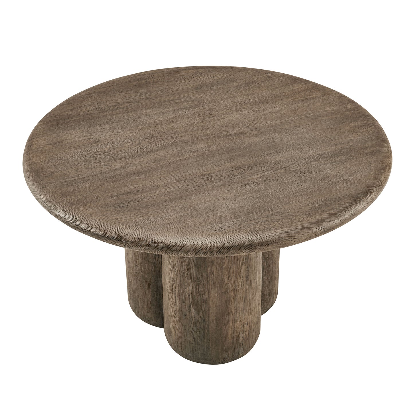 Godello 48 Inch Round Indoor and Outdoor Patio Dining Table in Weathered Walnut
