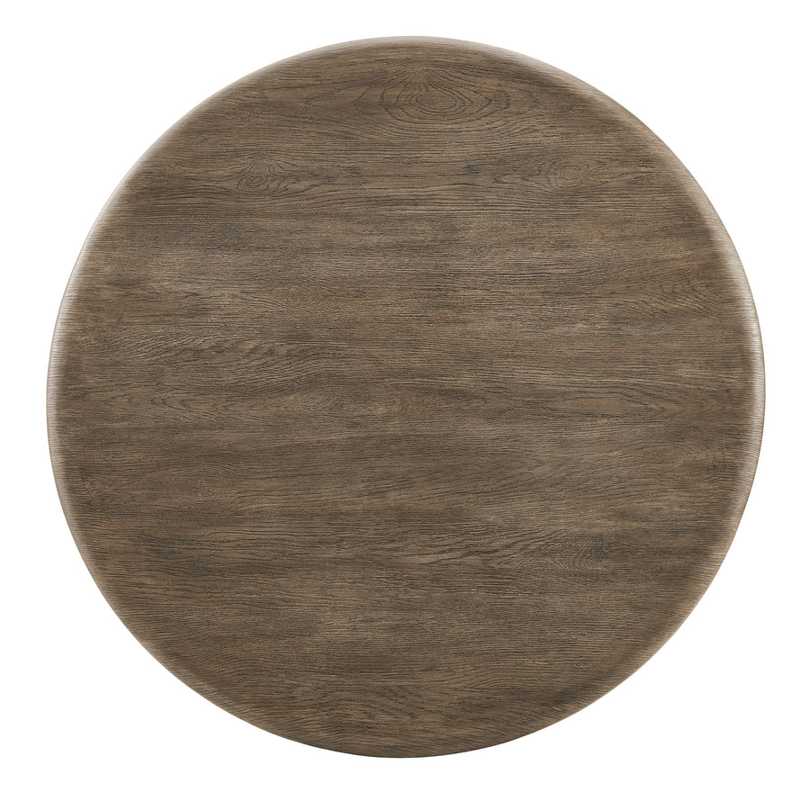 Godello 48 Inch Round Indoor and Outdoor Patio Dining Table in Weathered Walnut