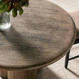 Godello 48 Inch Round Indoor and Outdoor Patio Dining Table in Weathered Walnut
