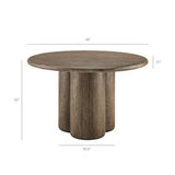 Godello 48 Inch Round Indoor and Outdoor Patio Dining Table in Weathered Walnut