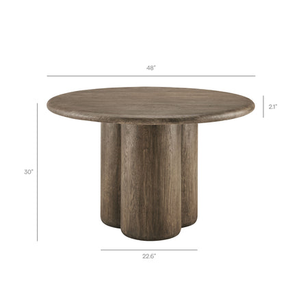 Tori 48 Inch Round Indoor and Outdoor Patio Dining Table in Weathered Walnut