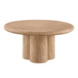 Godello 31 Inch Round Indoor and Outdoor Patio Coffee Table in Oak