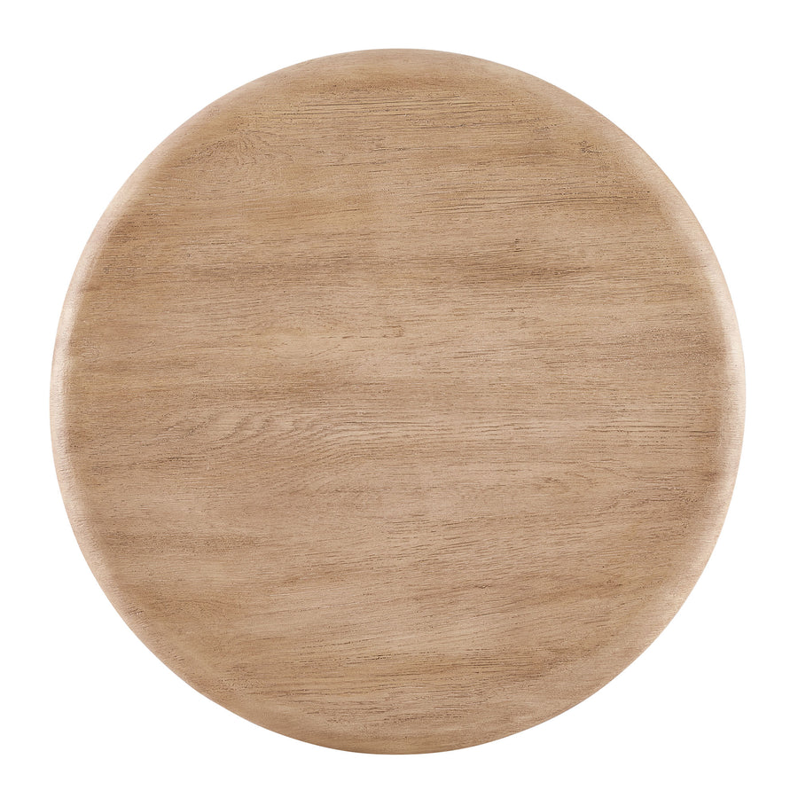 Godello 31 Inch Round Indoor and Outdoor Patio Coffee Table in Oak
