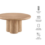 Godello 31 Inch Round Indoor and Outdoor Patio Coffee Table in Oak