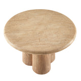 Godello 31 Inch Round Indoor and Outdoor Patio Coffee Table in Travertine