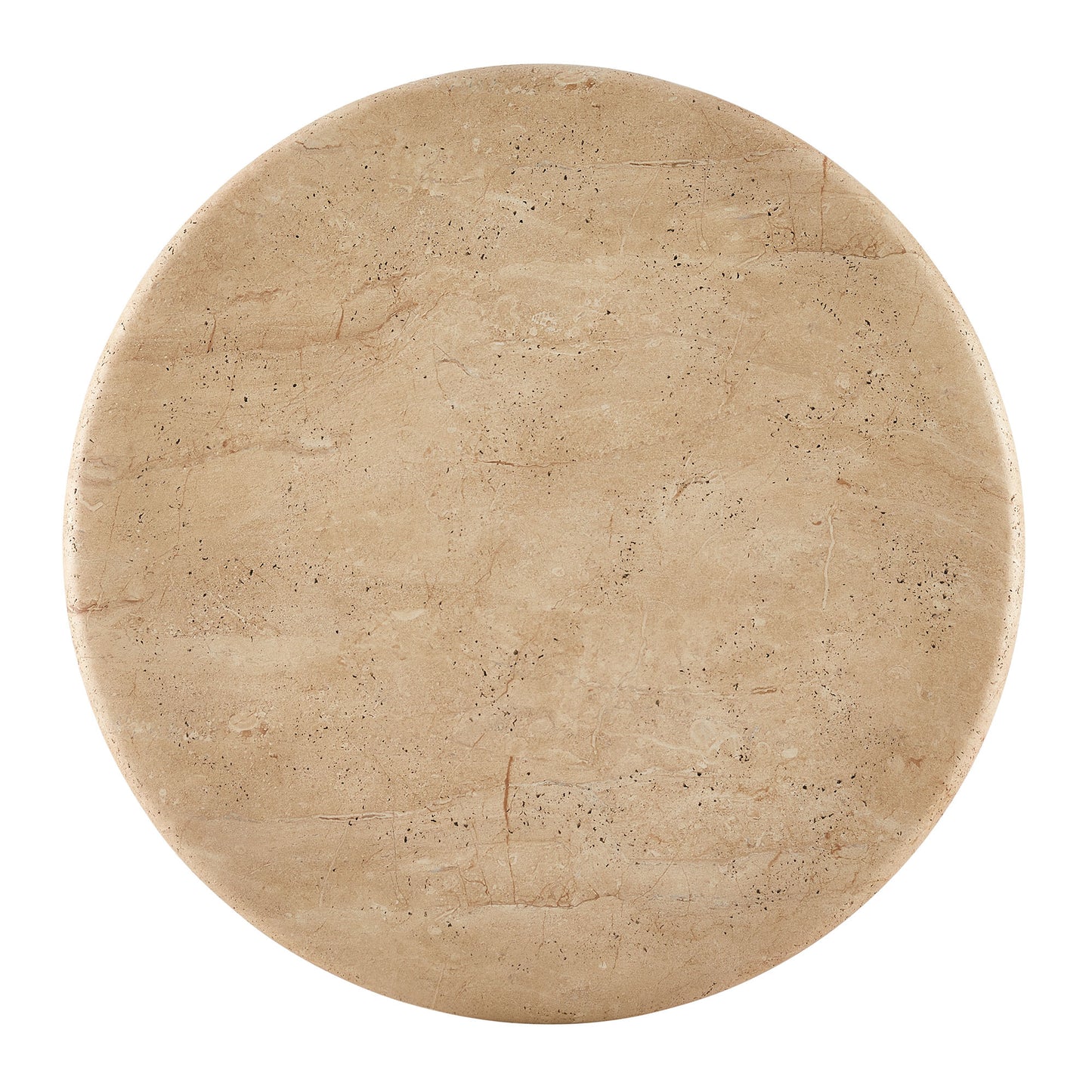 Godello 31 Inch Round Indoor and Outdoor Patio Coffee Table in Travertine