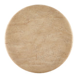 Godello 31 Inch Round Indoor and Outdoor Patio Coffee Table in Travertine